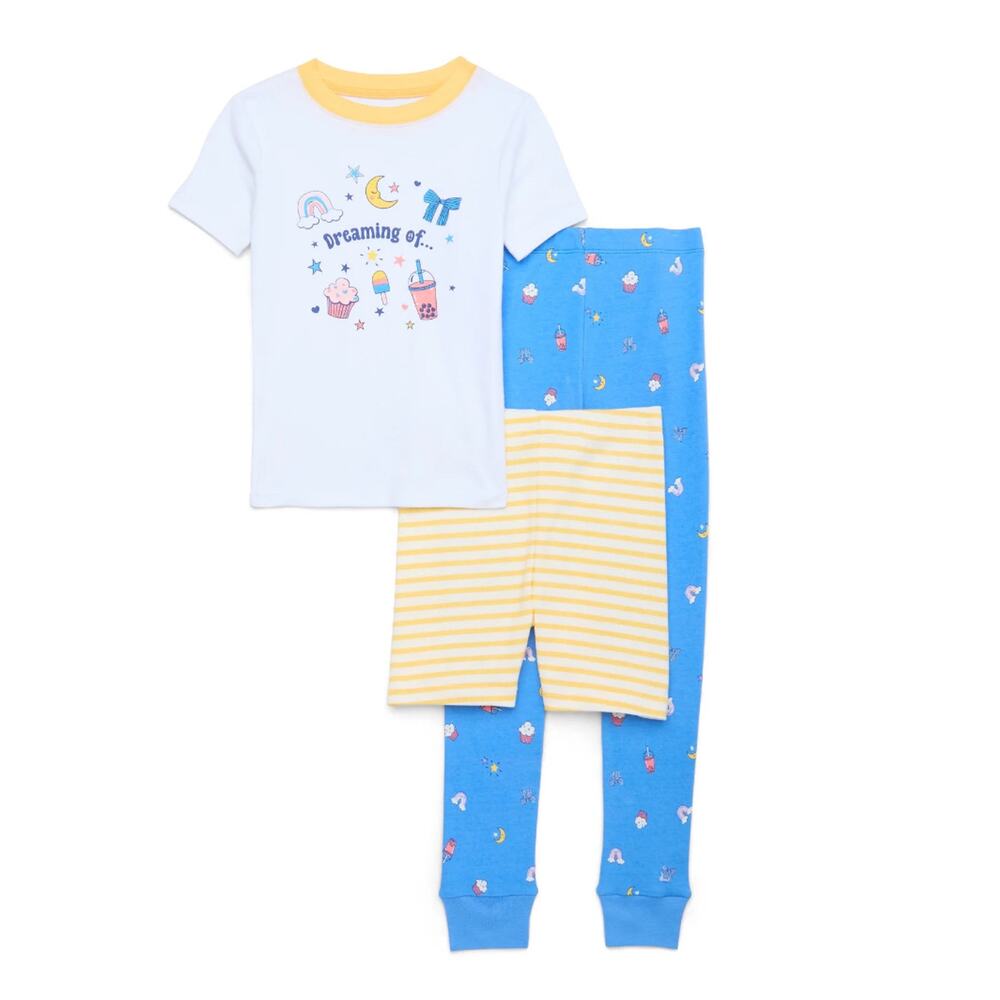 Wonder Nation Girls Short  Top Pants and Shorts Pajama Sleep Set‎ 3-Piece Size 5